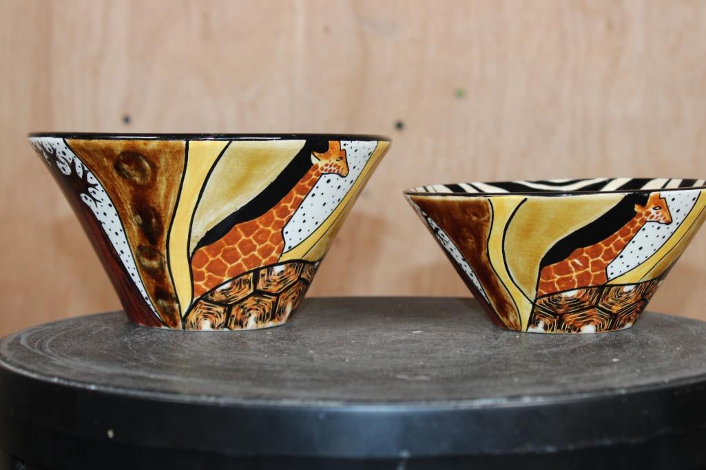 (4) Hand-painted Ceramic Bowls from Zimbabwe created by artist Miriam for Nivex Africa - 5