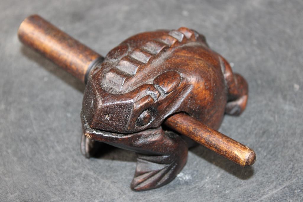 Hand-carved Wooden Frog GUIRO or Percussion Instrument - 2