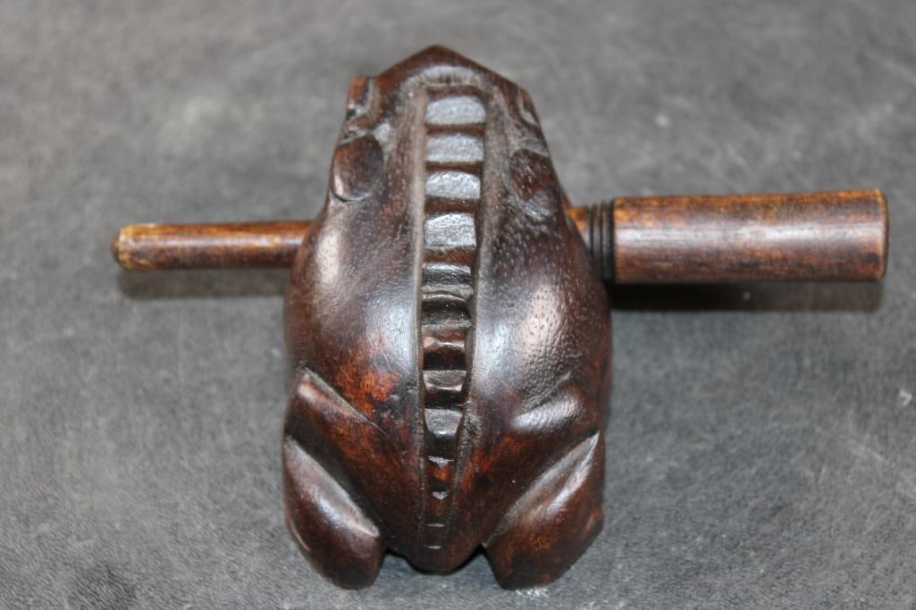 Hand-carved Wooden Frog GUIRO or Percussion Instrument - 3