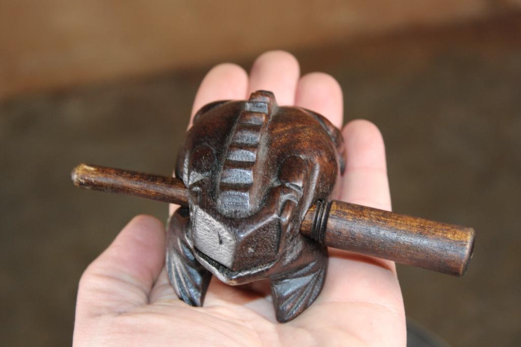 Hand-carved Wooden Frog GUIRO or Percussion Instrument - 5