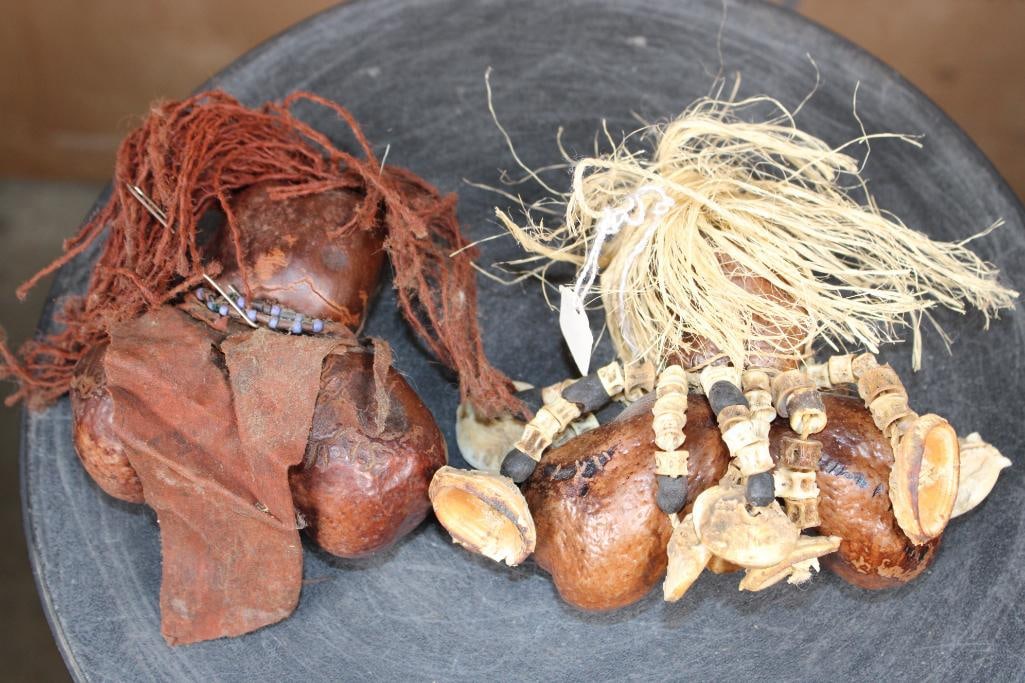 (2) Turkana Fertility DOLLS from Kenya with Salmon Vertebrae and Shells - 2