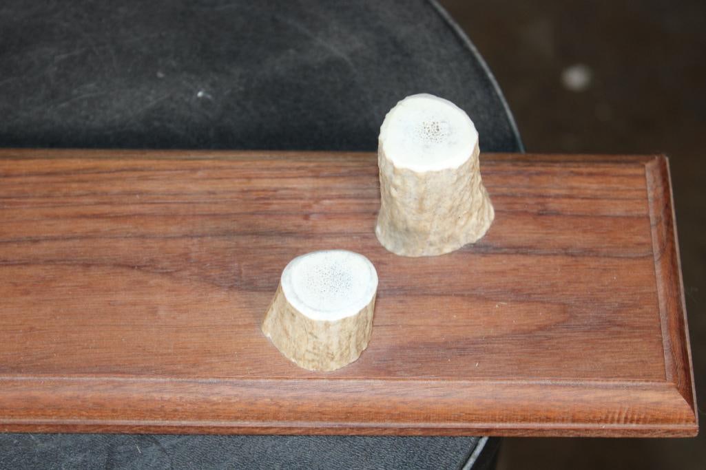 "Handmade by Hankinson" Wood and Antler KNIFE STAND for 2 Knives - 3