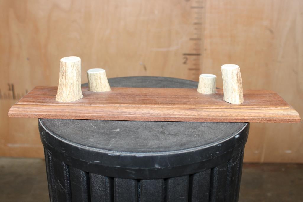 "Handmade by Hankinson" Wood and Antler KNIFE STAND for 2 Knives - 4