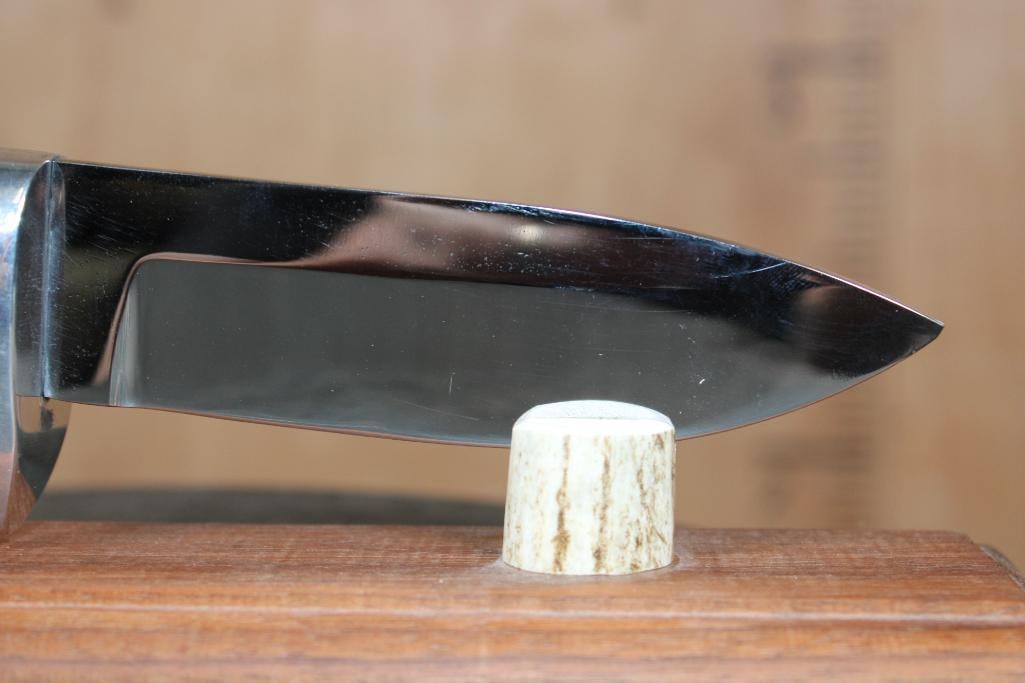 Handmade Custom "Nolan Brothers" KNIFE with an IMPALA Horn Handle with a "Hawkins" Antler Stand - 5