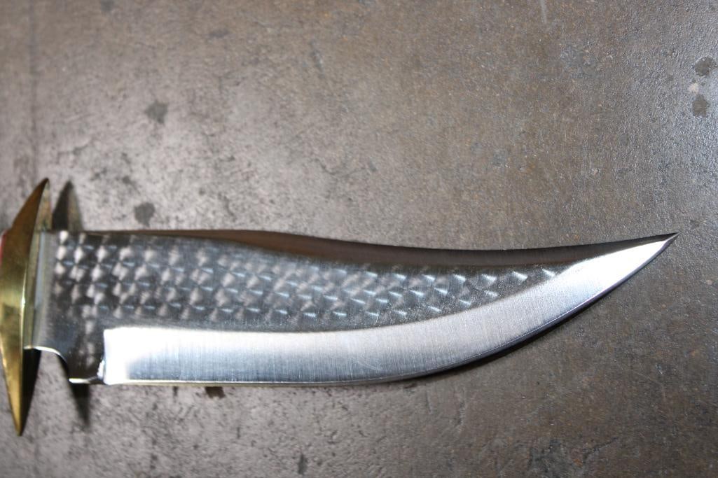 Handmade Ken Richardson "The Wilderness Hunter" Navajo Antler Handle KNIFE with Leather Scabbard - 3