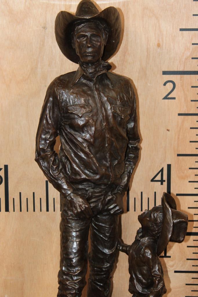 XXL Original (Untitled) #7/16 Bronze Cowboy and Son SCULPTURE by Bill Owen, Weight: 49 lbs - 5