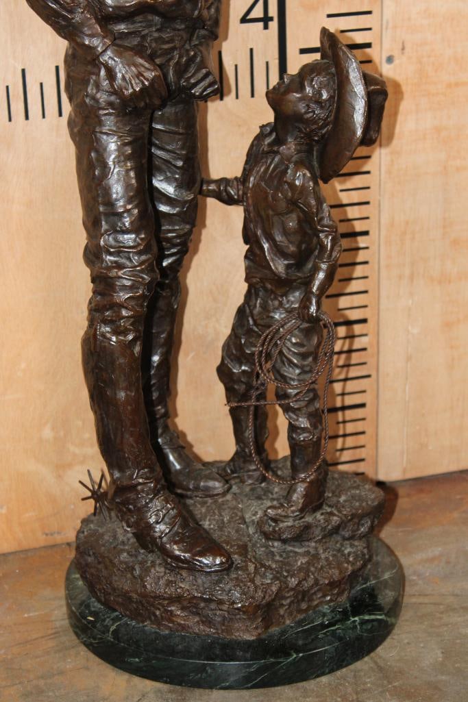 XXL Original (Untitled) #7/16 Bronze Cowboy and Son SCULPTURE by Bill Owen, Weight: 49 lbs - 6