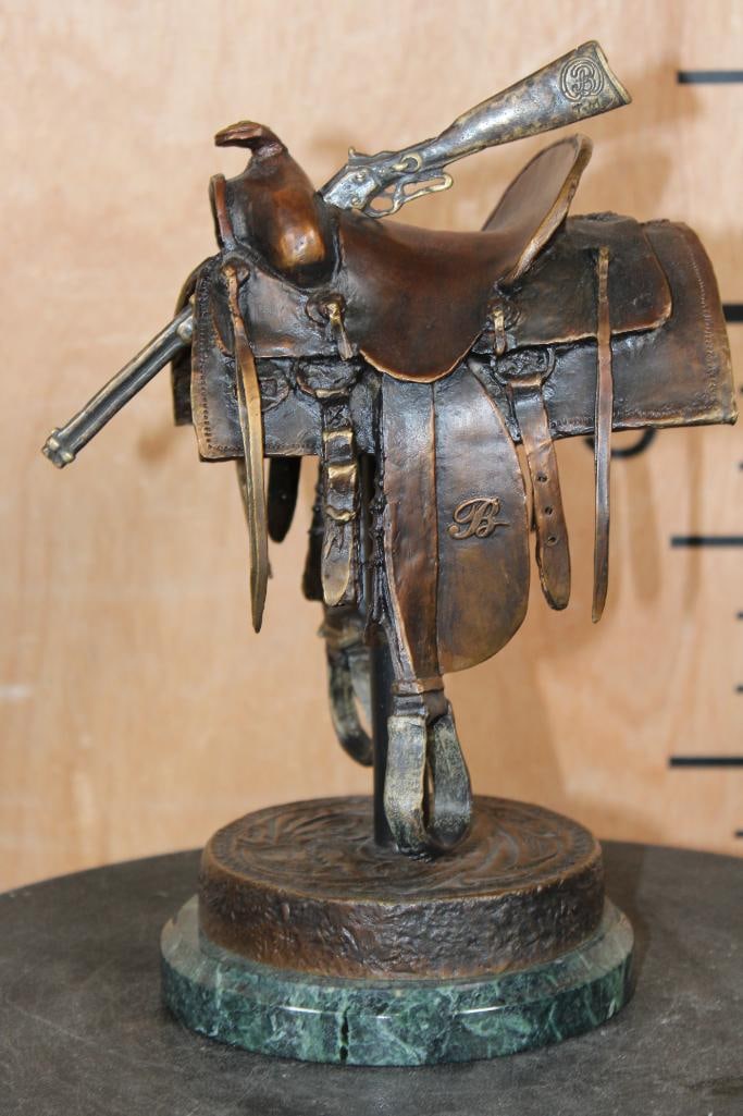 Original Limited Edition #185/2500 BRONZE Saddle Sculpture by Robert J. Beeler - 2