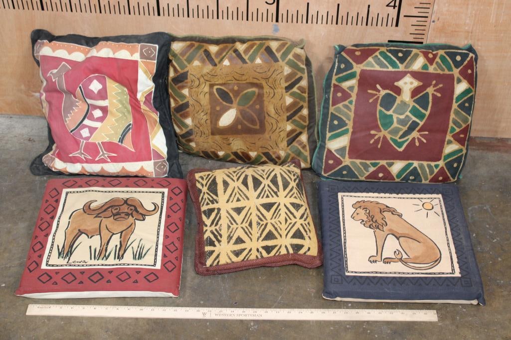 (6) African Batik Fabric PILLOWS - 2
