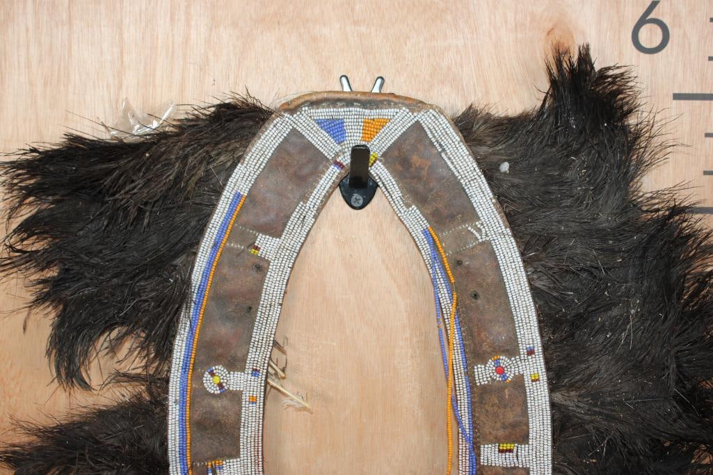 Enkuraru HEADDRESS from Kenya with Ostrich Feathers and Intricate Beadwork - 2