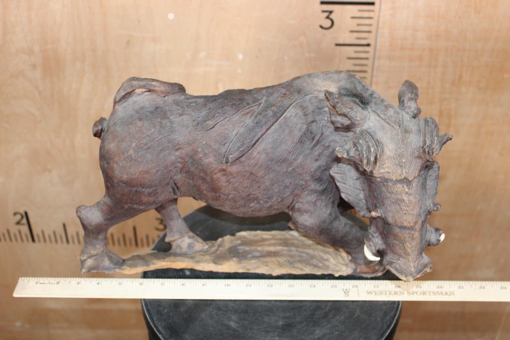 Big Hand-carved Leadwood or Ironwood WARTHOG Sculpture - 2
