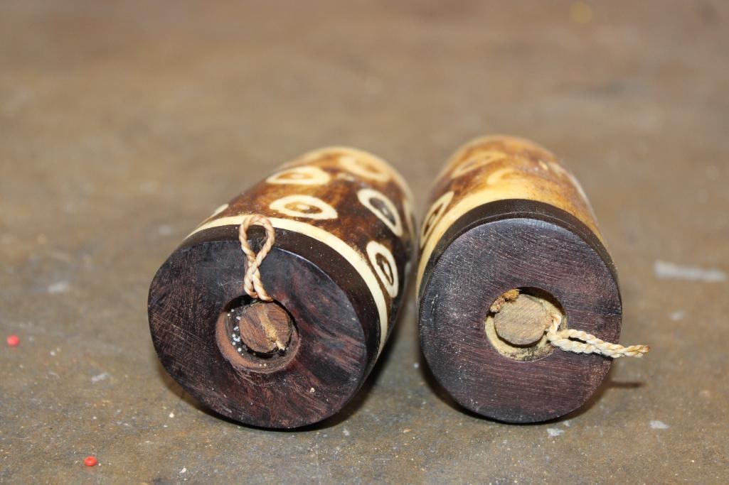 (1) African Kabyle Pottery Soap Dish, (2) Olive Wood Bowls, 1 Set Batik Bone Salt and Pepper Shak... - 7