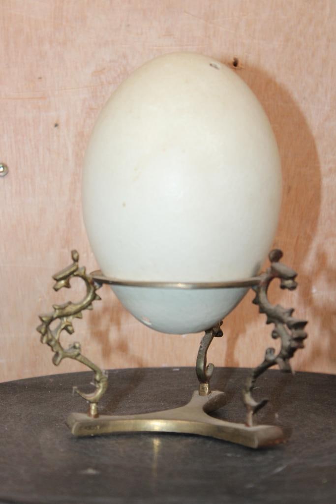 OSTRICH EGG on a Brass Dragon Stand - 3