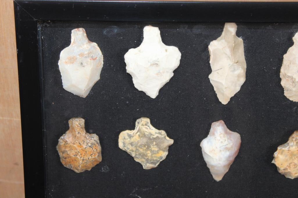 (21) Native American ARROWHEAD or Projectile Points in a Shadowbox Frame - 2