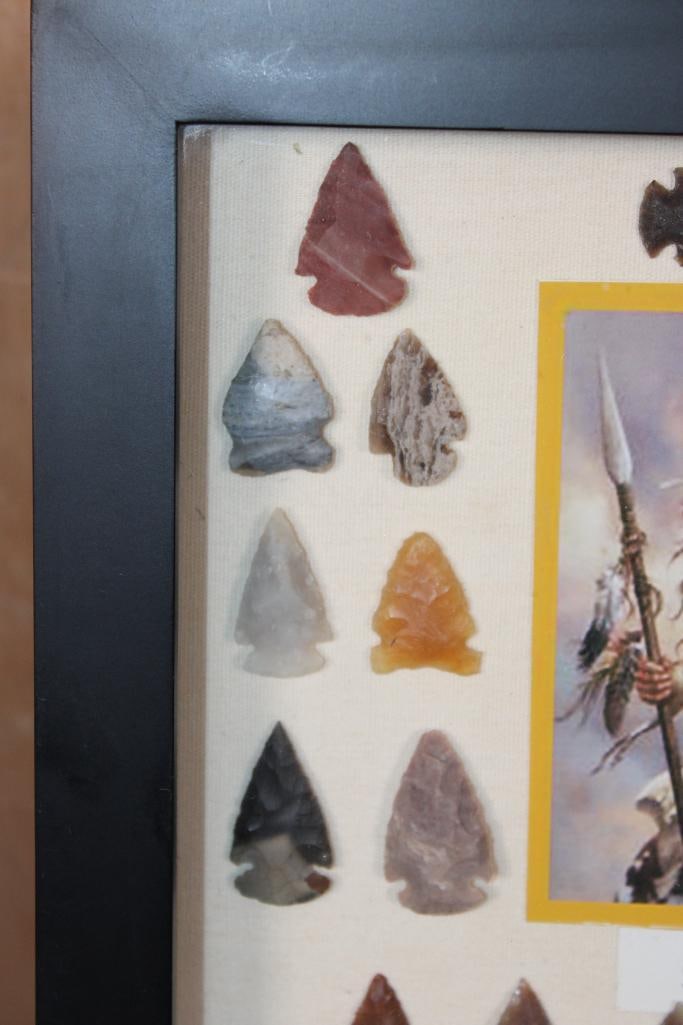 (23) Sioux Warrior Native American ARROWHEADS in a Shadowbox Frame - 3