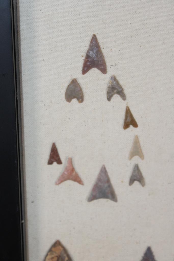 (41) Native American ARROWHEADS or DART POINTS in a Shadowbox Frame - 2