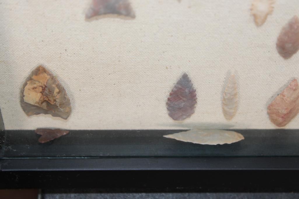 (41) Native American ARROWHEADS or DART POINTS in a Shadowbox Frame - 3