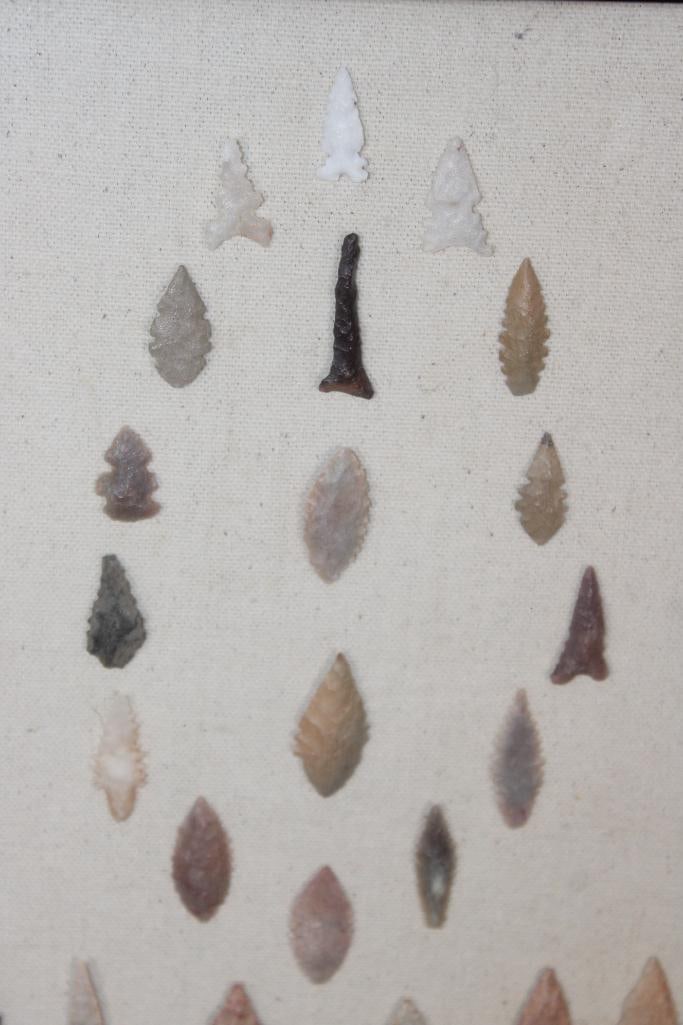 (41) Native American ARROWHEADS or DART POINTS in a Shadowbox Frame - 4