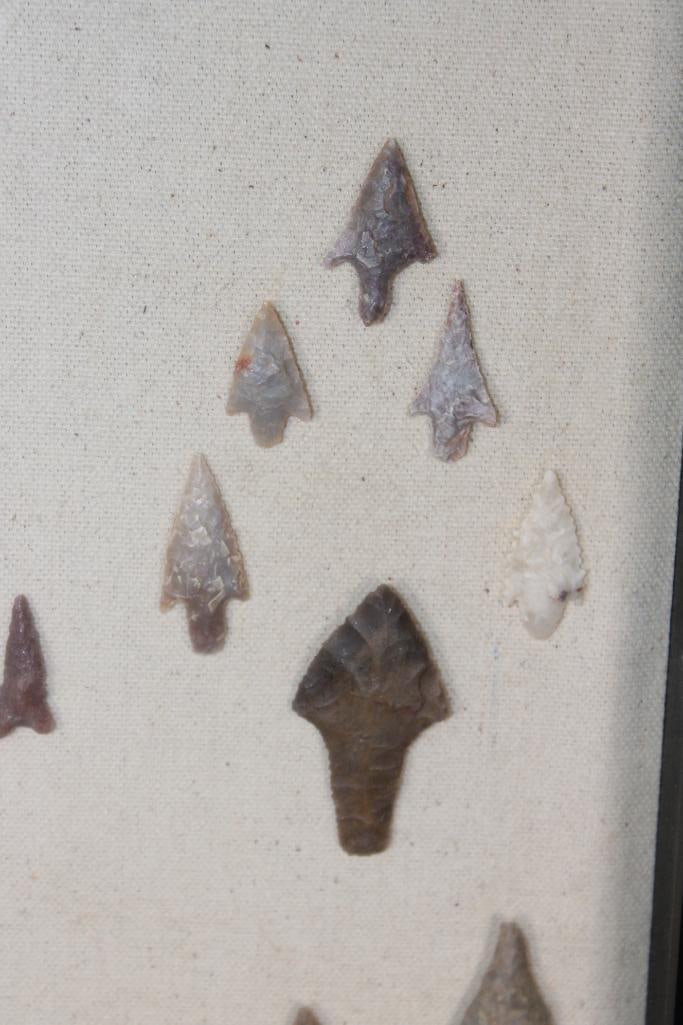 (41) Native American ARROWHEADS or DART POINTS in a Shadowbox Frame - 5