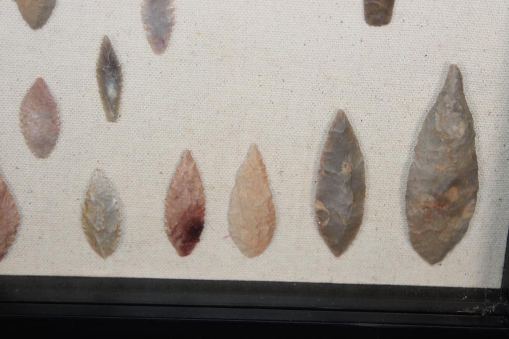 (41) Native American ARROWHEADS or DART POINTS in a Shadowbox Frame - 6