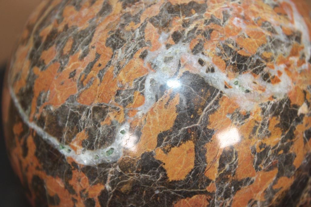 Big MALIGANO JASPER Mineral Sphere with Druzy QUARTZ on a Decorative Stand - 8