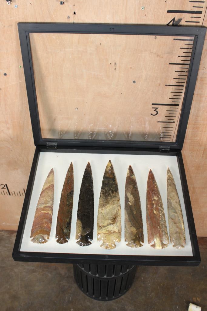 (7) XXL Contemporary Fancy Jasper ARROWHEADS in a Display Case - 2