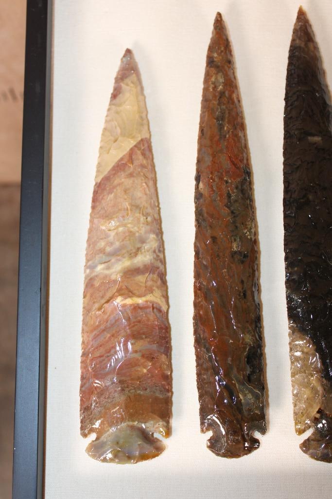 (7) XXL Contemporary Fancy Jasper ARROWHEADS in a Display Case - 5