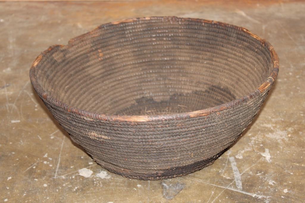 Antique African Coiled Raffia BASKET of Pokot or lgbo Origin (1 of 5)