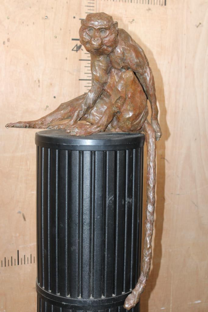 Original "The Sentinel" Bronze Sculpture Signed by Roger Martin and Numbered #5/30: "The Sentinel" Limited Edition Numbered #5/30 Bronze MONKEY Sculpture Signed "Martin" by Roger Martin. It measures 33" from the head to the tail x 17.75" Long x 8" Wide