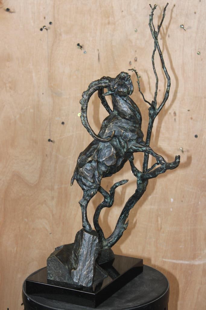 Original Bronze Sculpture "Out on a Limb" Signed by John Lewton and Numbered #3/25: Very Nice Original Bronze Sculpture "Out on a Limb" Signed by John Lewton 2012 and Numbered #3/25. It measures 12" Long x 11.75" Wide x 23.75" Tall and Weighs 20 lbs 10 oz. The sculpture features a Be