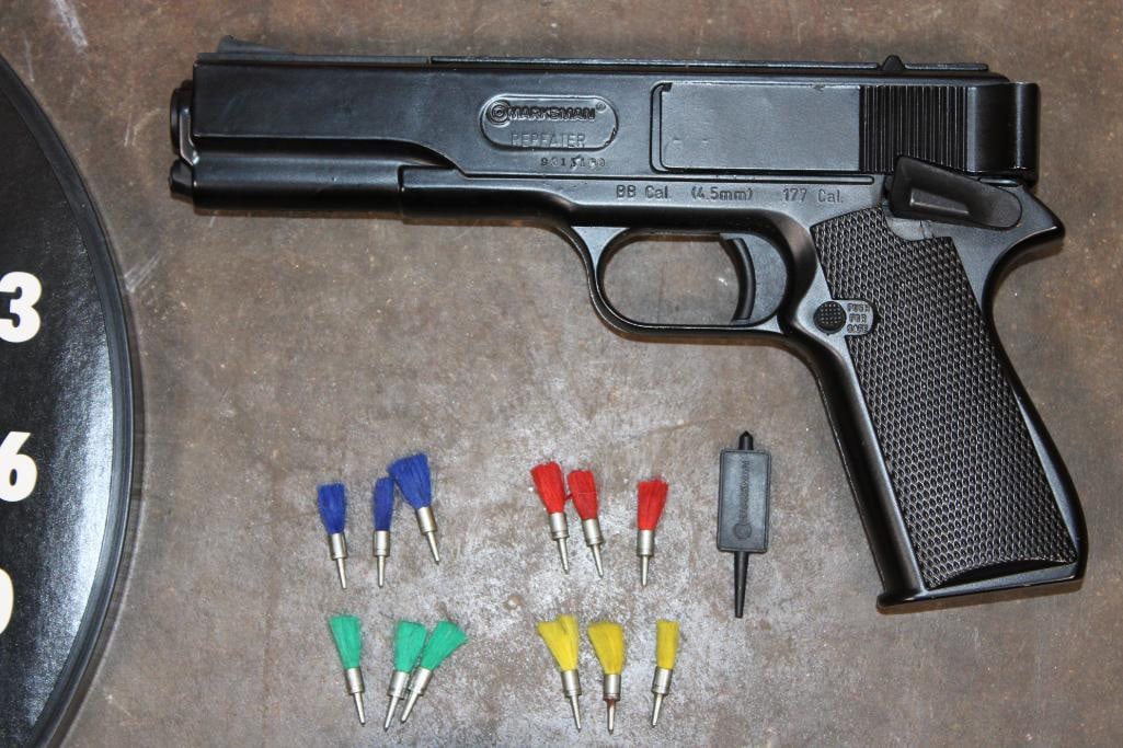 Marksman "Shooting Darts" Dart Board, Air Pistol, and Darts - 2