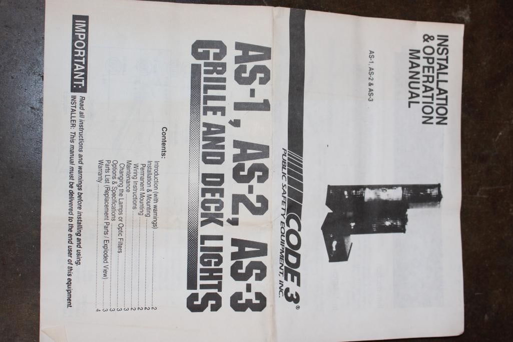 (2) Code 3 AS-3 Public Safety LIGHT BARS "Grille and Deck Lights" - 4