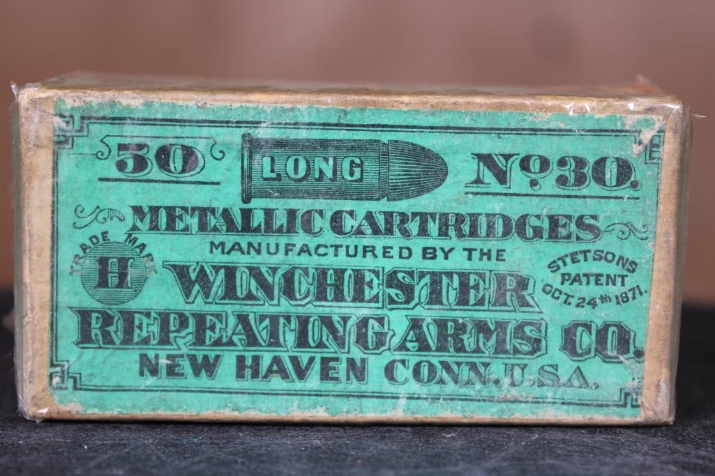 *Antique* Winchester Repeating Arms Co. Full Box of 50 Rounds No.30 Long RIMFIRE CARTRIDGES - 2