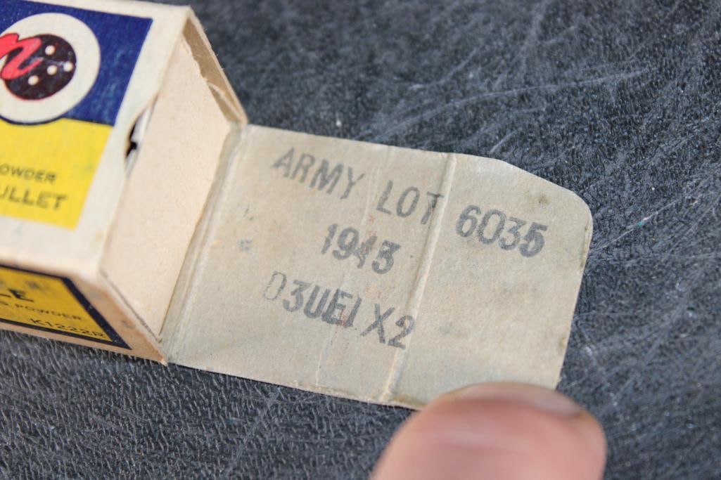 Original WWII Era (Dated 1943) Full Box of 50 Western .22 Long Rifle RIM FIRE CARTRIDGES - 2