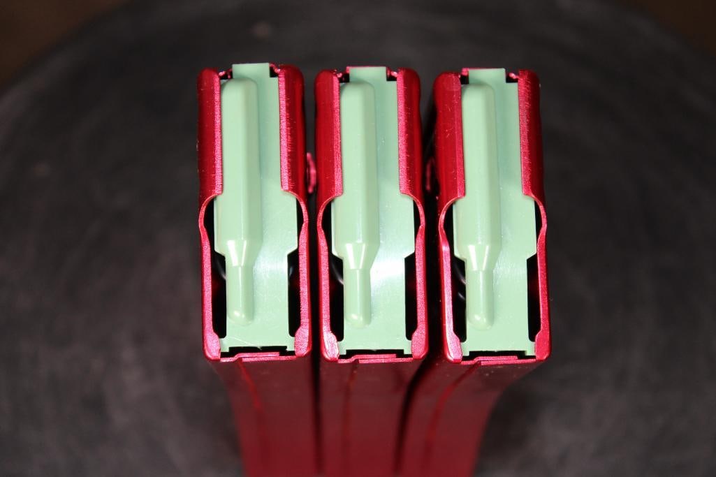 (3) Unbranded Red Aluminum 30 Round AR MAGAZINES for .223 or 5.56 - 3