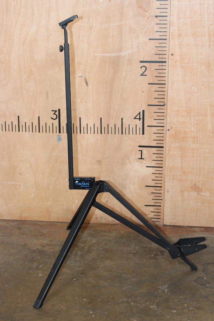 Folding Portable Safari RIFLE STAND: "SLMCO" Safari RIFLE STAND. It is height adjustable and folds for easy travel and storage. SAFARI EQUIPMENT AND RIFLE STANDS 