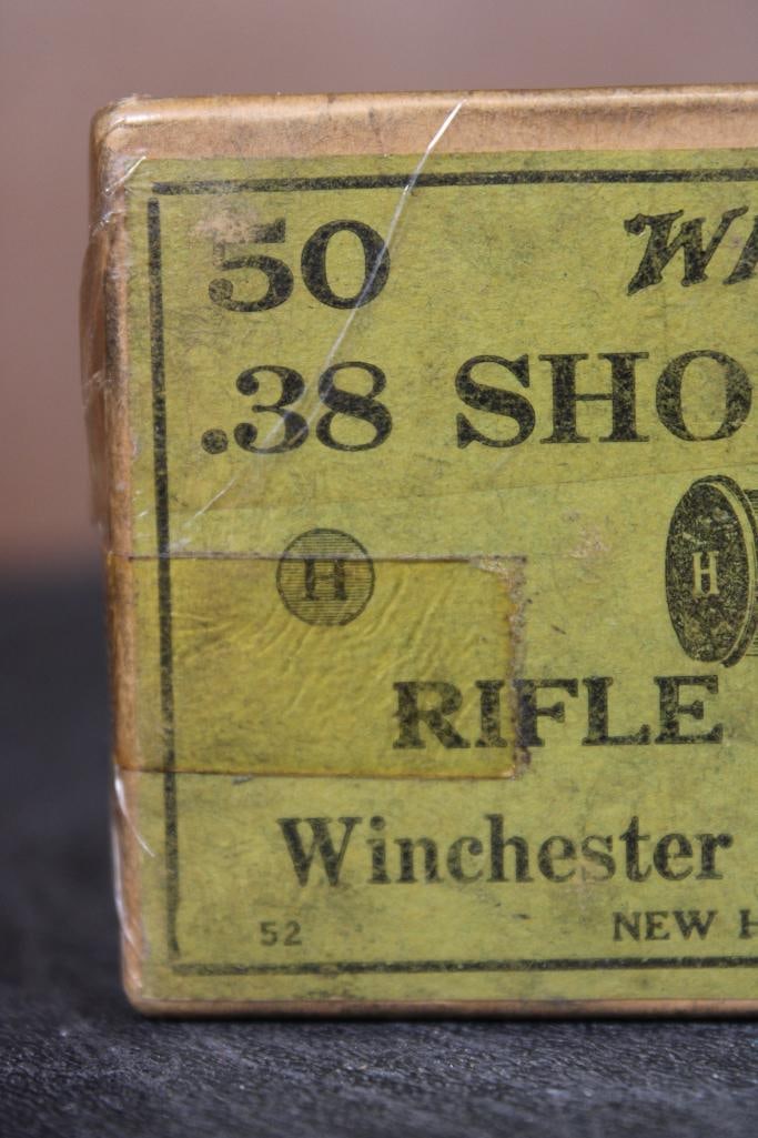 Full Sealed Box of 50 *Antique (circa 1921)* Winchester Repeating Arms Co .38 Short Rim Fire RIFLE - 2