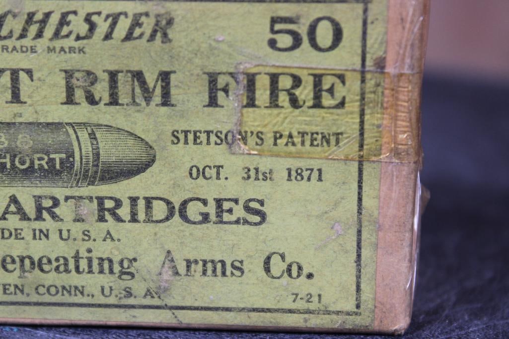 Full Sealed Box of 50 *Antique (circa 1921)* Winchester Repeating Arms Co .38 Short Rim Fire RIFLE - 3