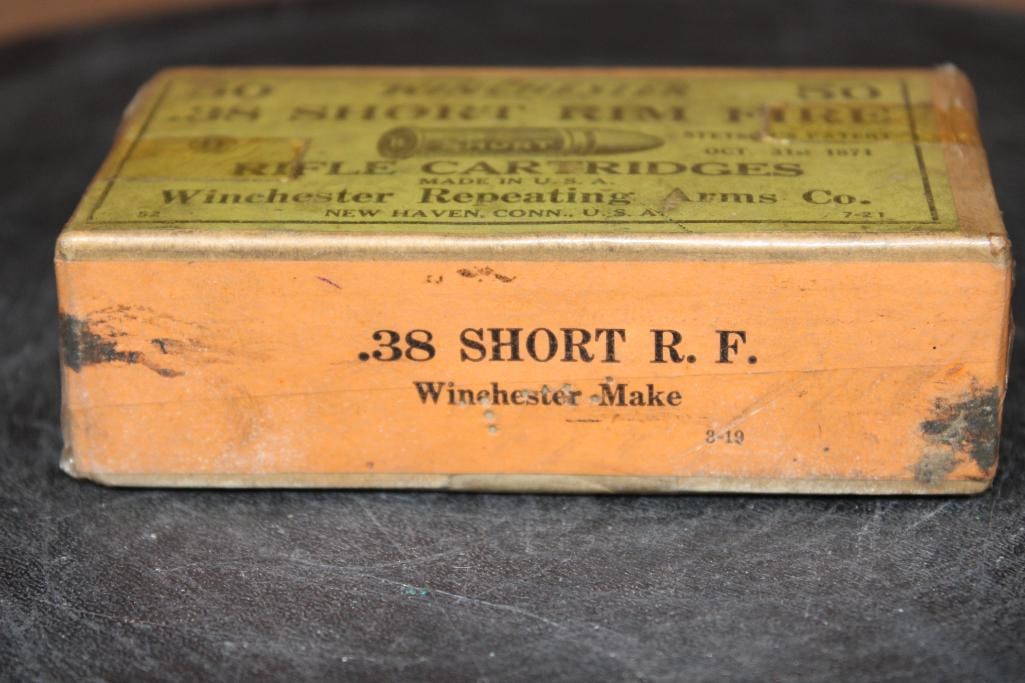 Full Sealed Box of 50 *Antique (circa 1921)* Winchester Repeating Arms Co .38 Short Rim Fire RIFLE - 4