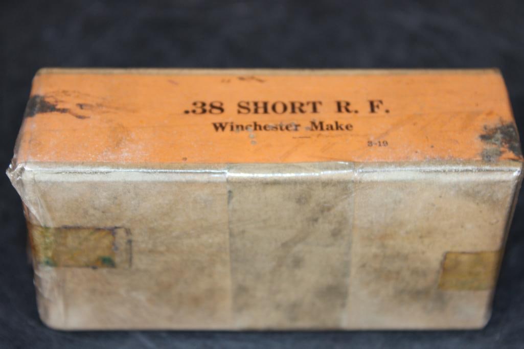 Full Sealed Box of 50 *Antique (circa 1921)* Winchester Repeating Arms Co .38 Short Rim Fire RIFLE - 9