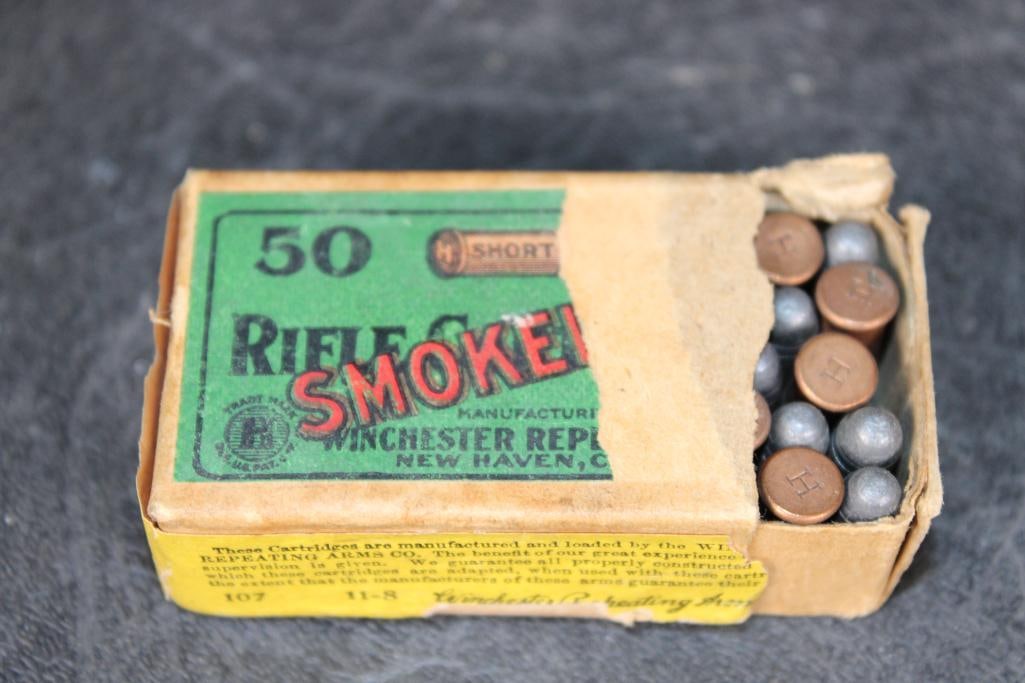 50 Original *Antique-1908* Winchester Repeating Arms Co .22 Short "Rifle Smoke" Target CARTRIDGES - 2