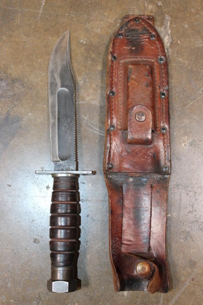 Early Camillus N.Y. 6" Blade Jet Pilot Survival KNIFE with the Original Leather Sheath (1 of 11)