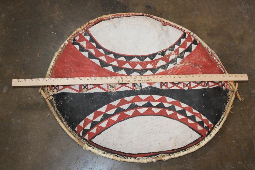 Rawhide MAASAI Tribe Warrior SHIELD with Traditional Geometric Patterns - 2
