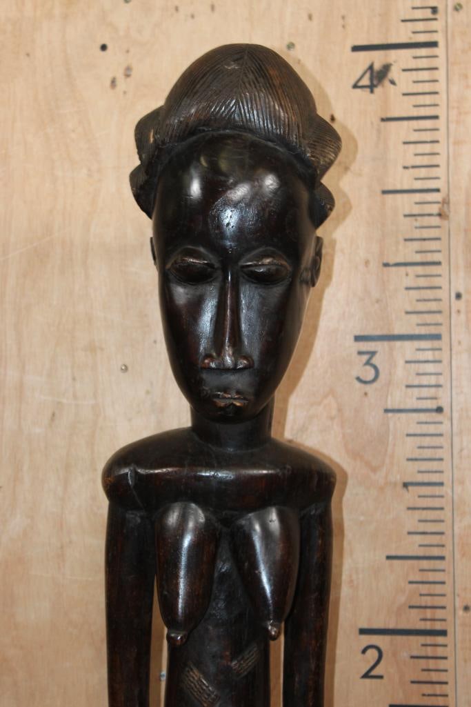 Hand-carved Baule "Blolo Bian" Female African Wood Sculpture from the Ivory Coast - 2