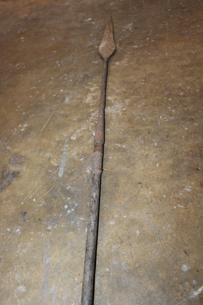 Antique African ZULU Tribal Spear with a Bell for Animal Tracking - 2