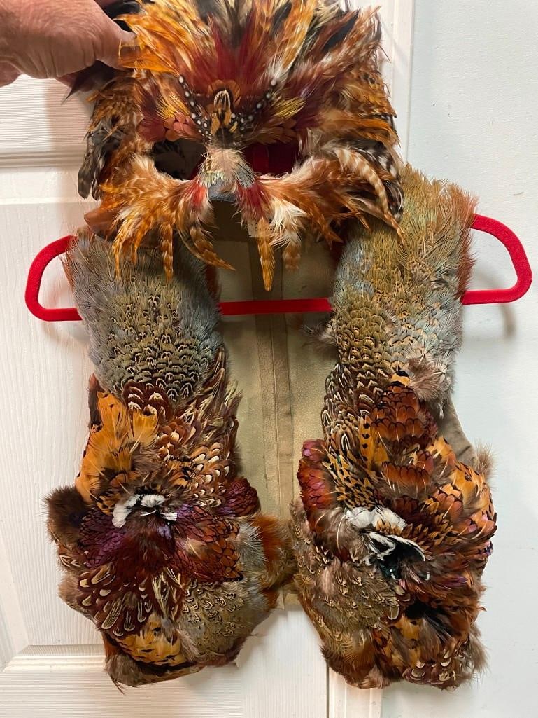 One-of-a-Kind PHEASANT Feather Mask with a Matching Pheasant Feather Vest - 4