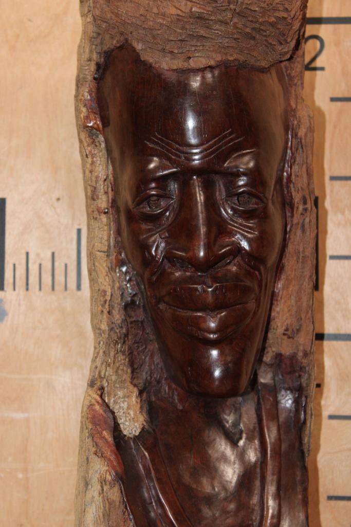 Hand-carved Makonde Tribe Elder Bust from East Africa - 2