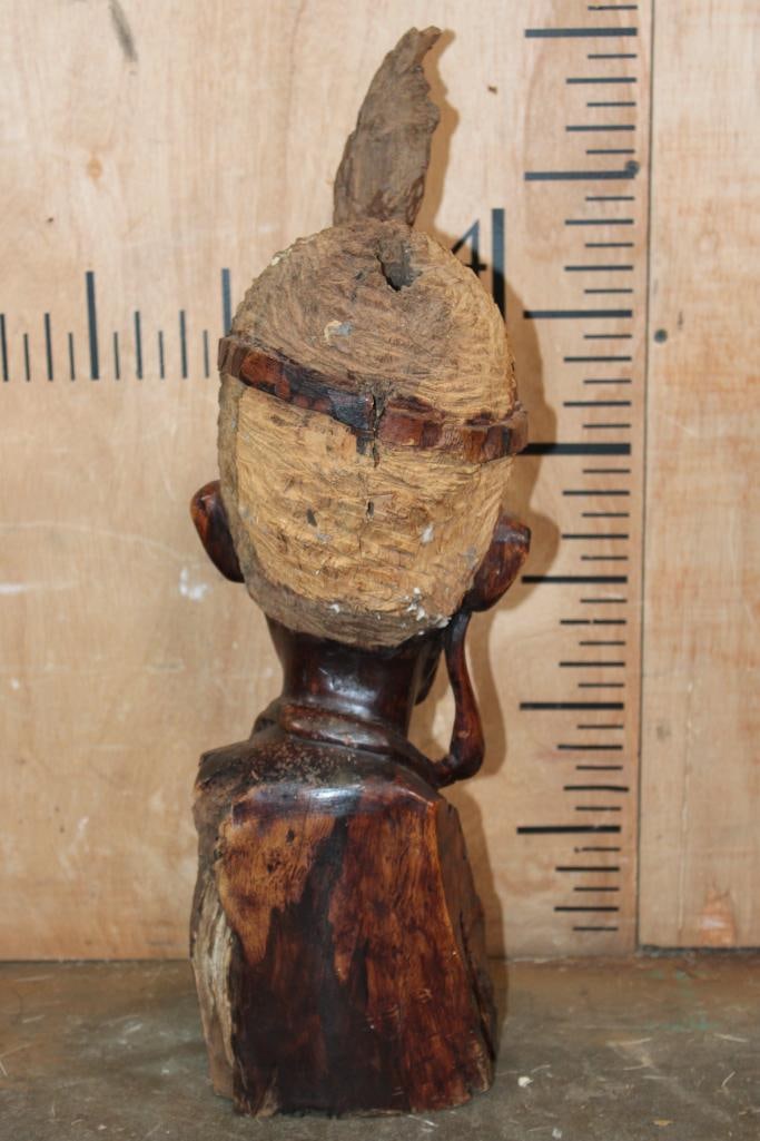 Hand-carved African Hardwood Elder Bust Sculpture - 4