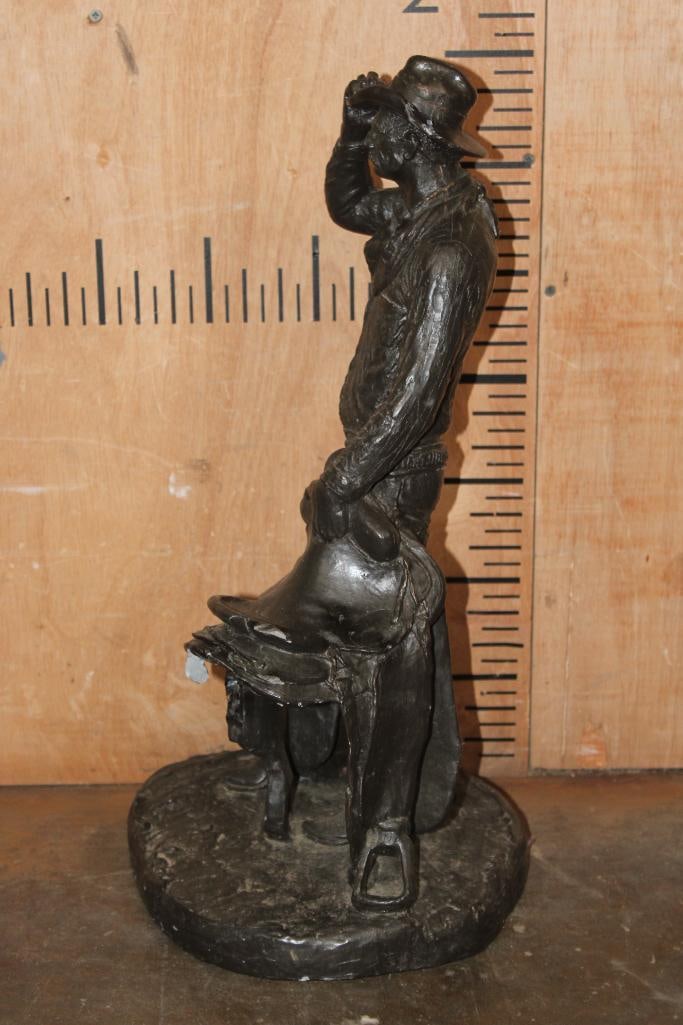 Vintage "Saddle Tramp" or "Drifter Cowboy" Ceramic Sculpture Signed by Michael Garman - 2