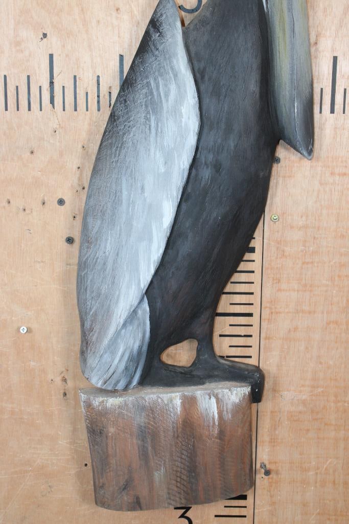 Hand-carved and Painted PELICAN Sculpture by Tom Burke - 3